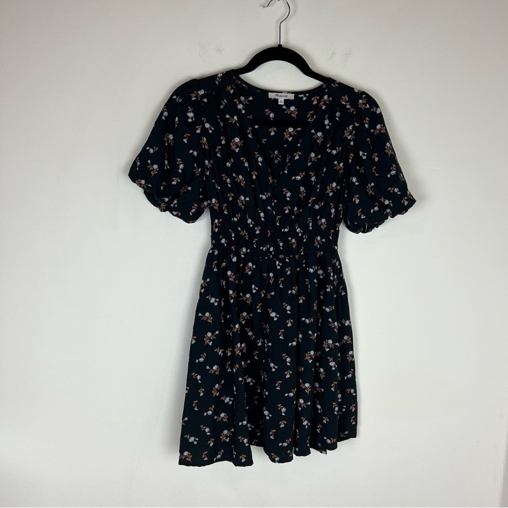 Madewell Challis Sophia Mini Dress in Woodland Floral Size XXS Black - Picture 3 of 9